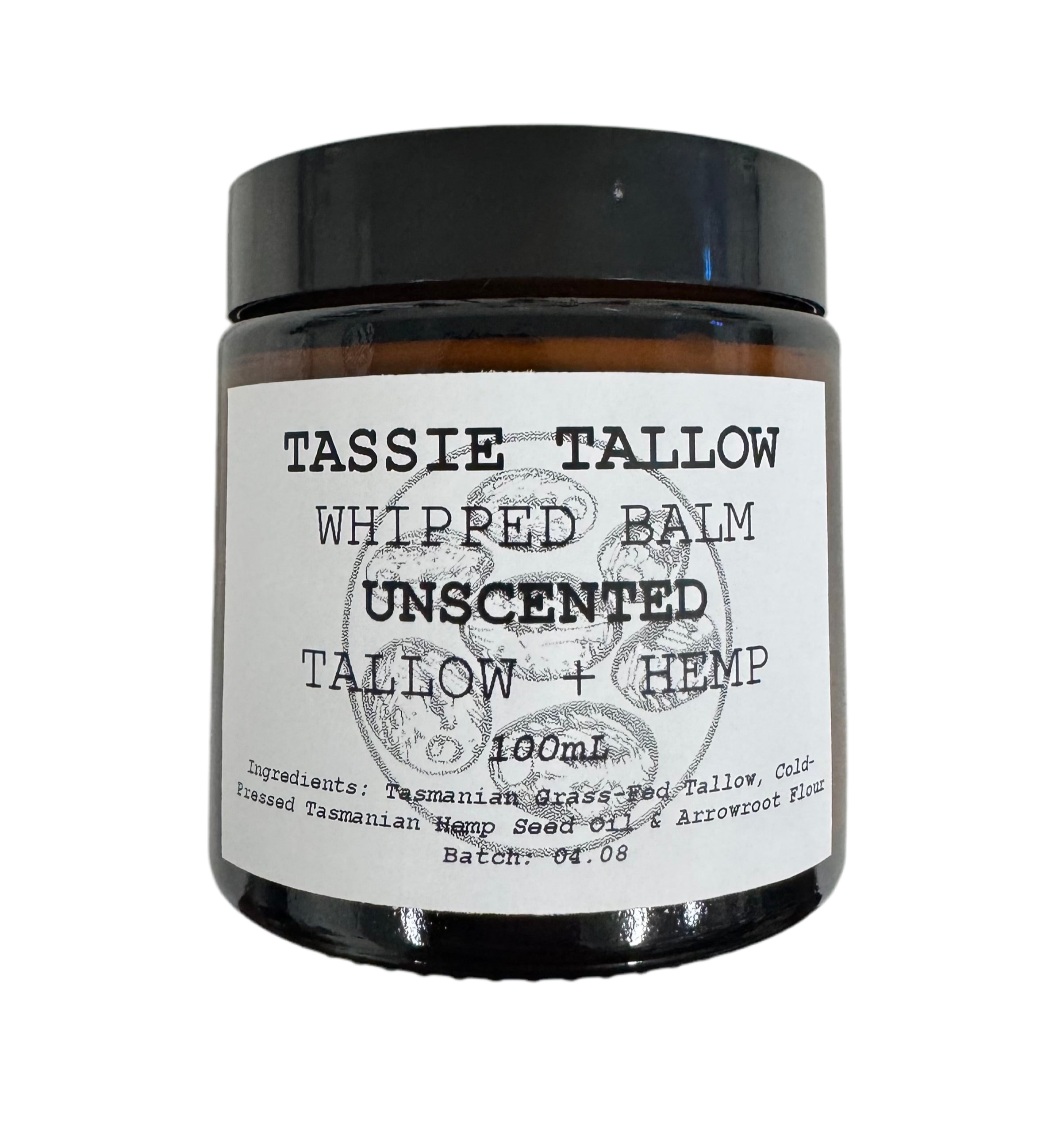 Whipped tallow balm unscented hemp seed oil 100ml
