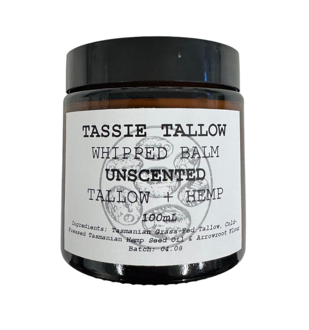 Whipped tallow balm unscented hemp seed oil 100ml