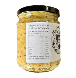 Jar of Tass Kraut with label on a white background