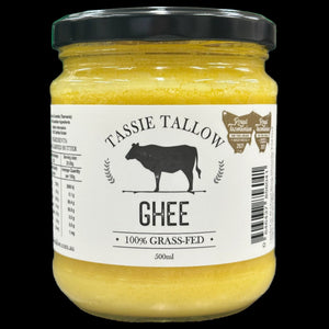 ghee 500mL in glass - front view