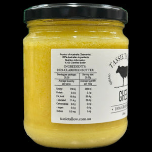 ghee 500mL in glass - side view