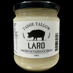 pork lard 500mL in glass - front view