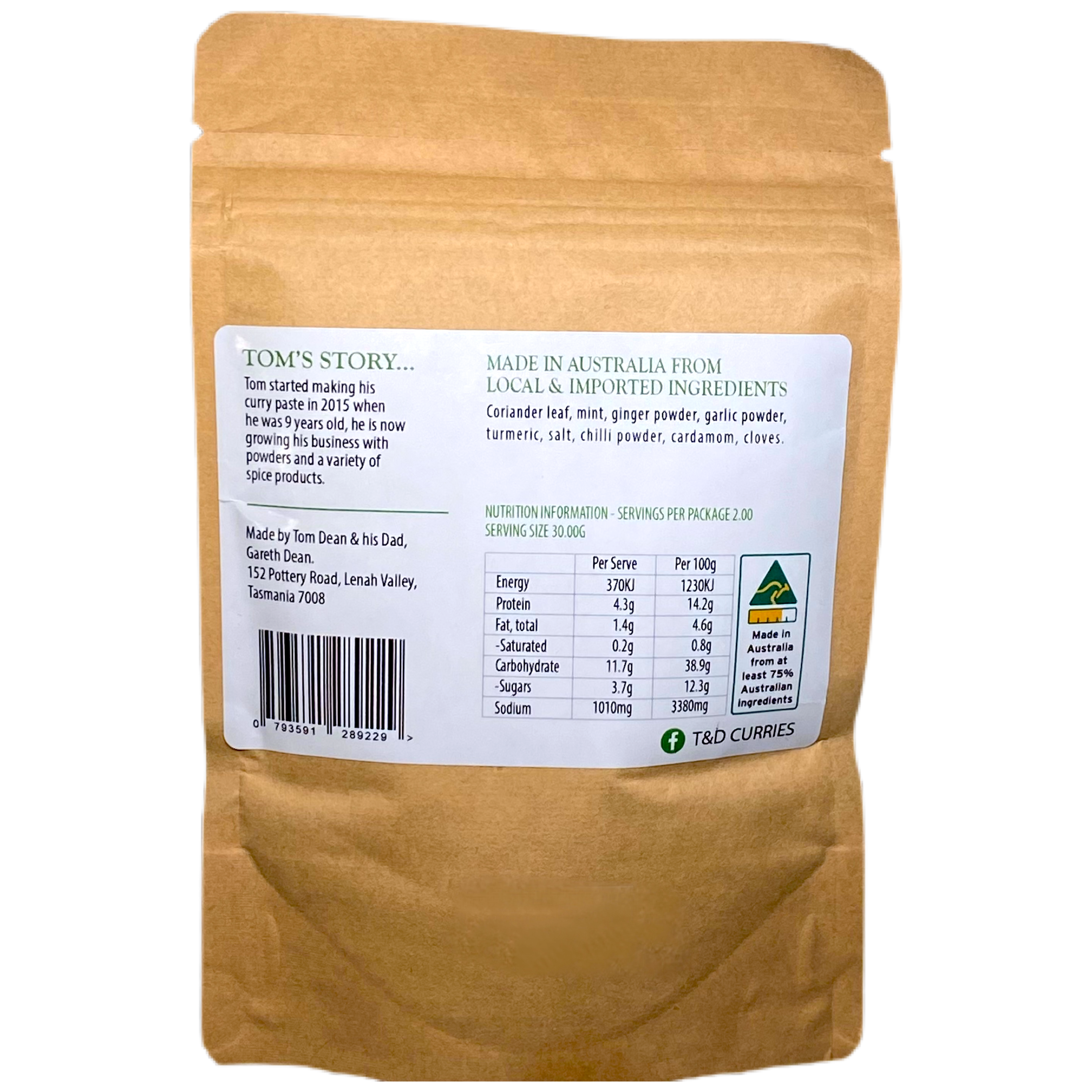 Green Masala Spice Powder | Tasmanian Made | 60g