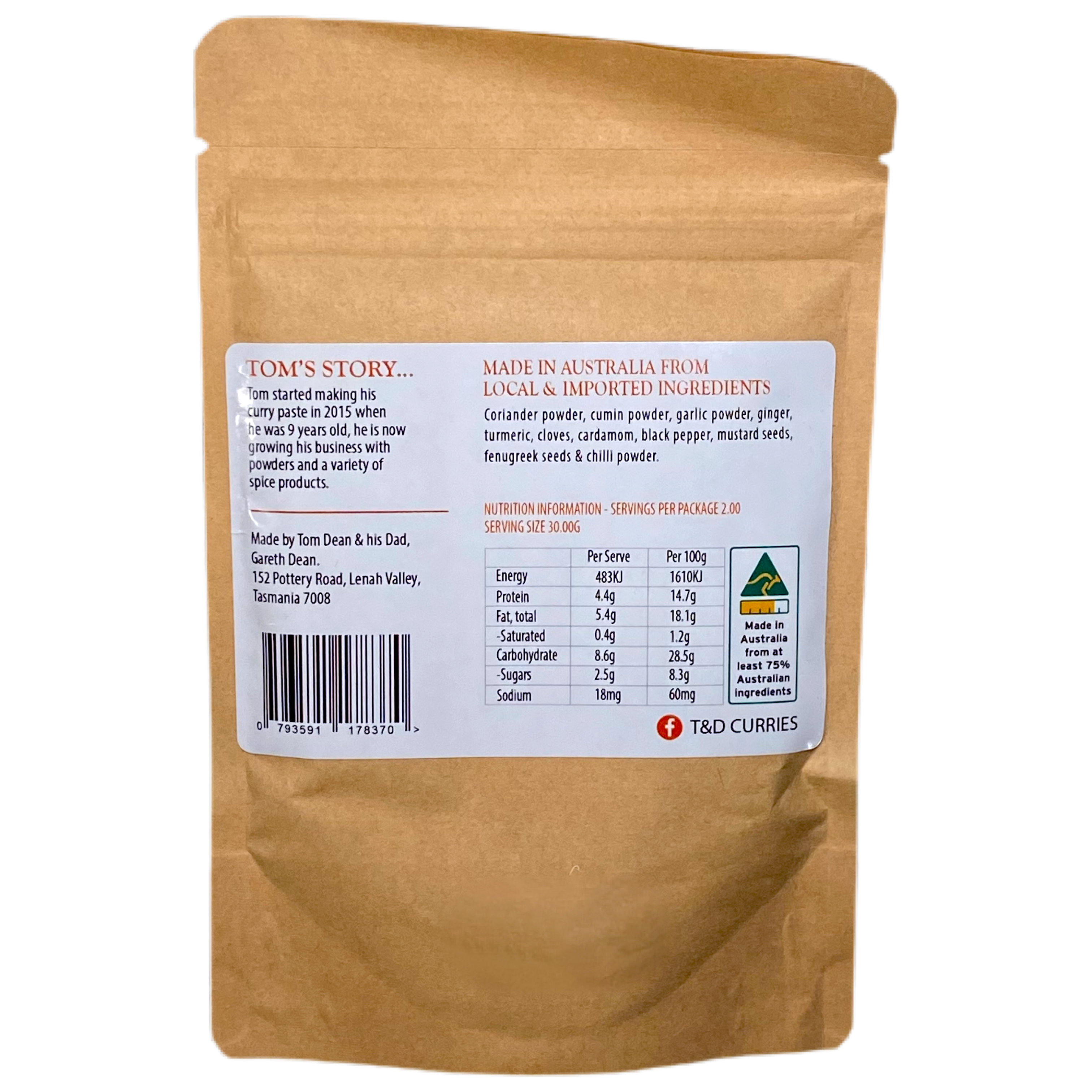 Madras Spice Powder | Tasmanian Made | 60g