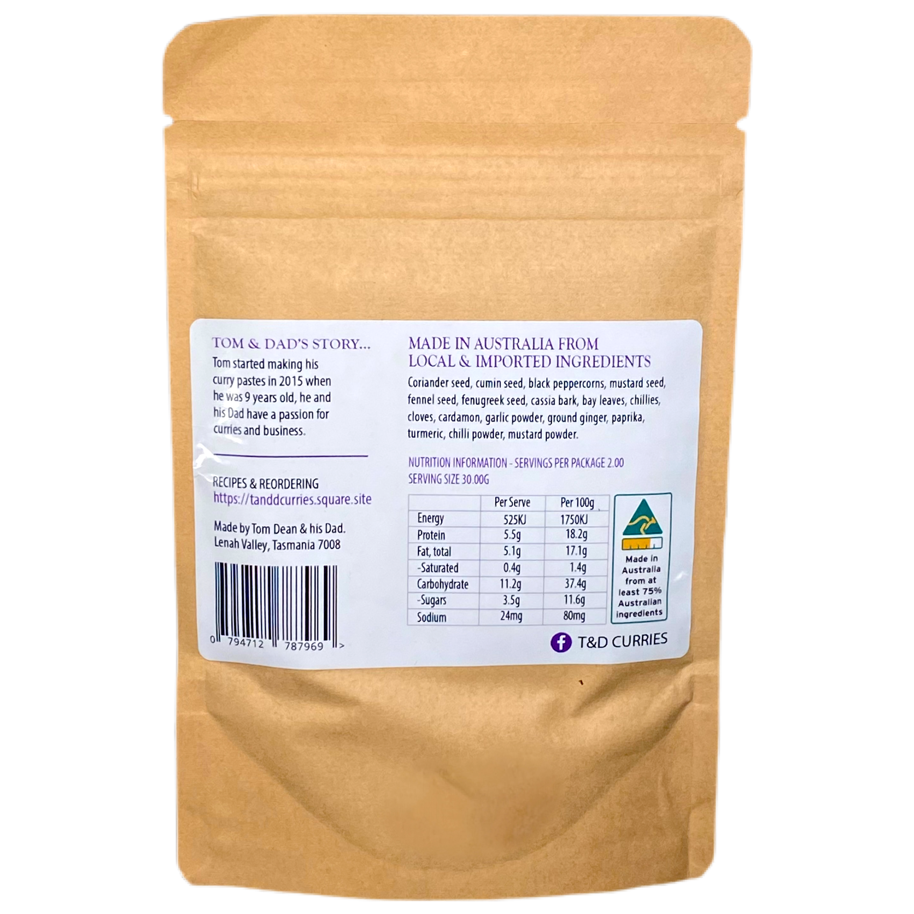Vindaloo Spice Powder | Tasmanian Made | 60g