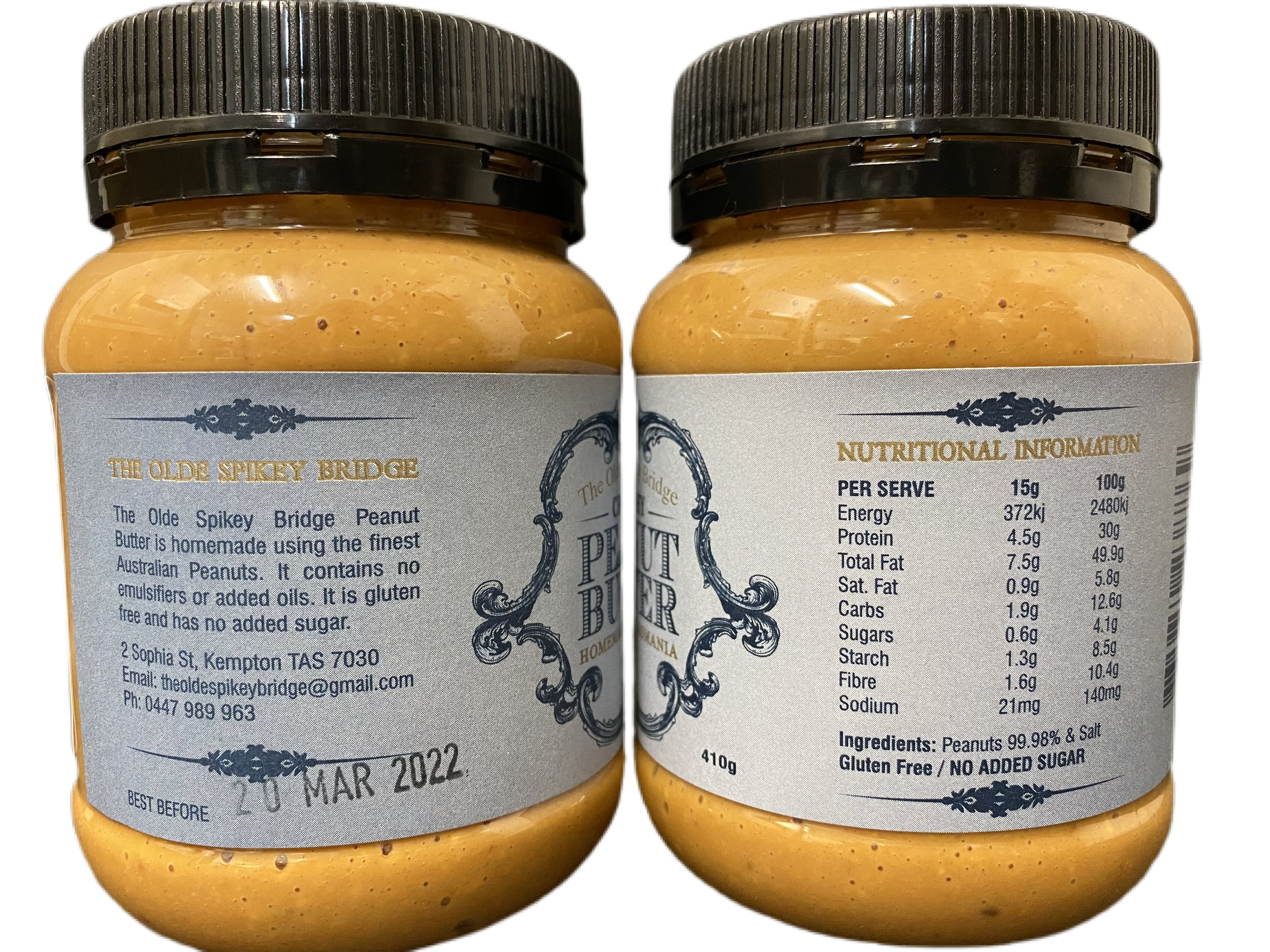 peanut butter blurb and nutritional information panel
