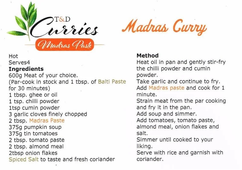 Madras Curry Paste | Tasmanian Made | 250g